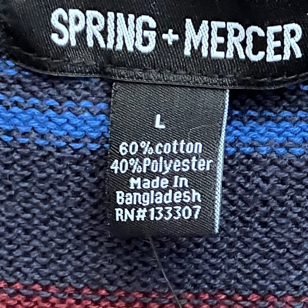 Spring + Mercer Men's Blue & Red Striped Fashionable Sweater L NWT - Picture 3 of 5
